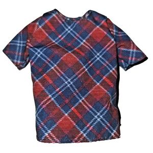 Barbie Doll Short Sleeve Navy Blue, Red Plaid Shirt Top